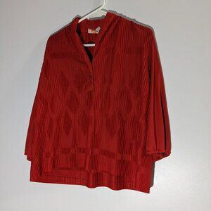 *3/$10* Lady Carol of New York Pleated Diamond Blouse Red VINTAGE Size Small